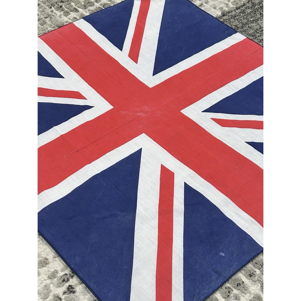 Vintage United Kingdom Red & Blue Bandana Scarf Handkerchief Headband - Picture 2 of 2